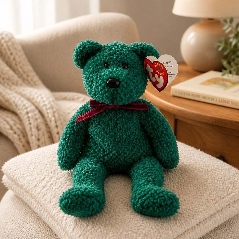 Ty Beanie Buddies Collection 2001 Holiday Teddy Green Bear